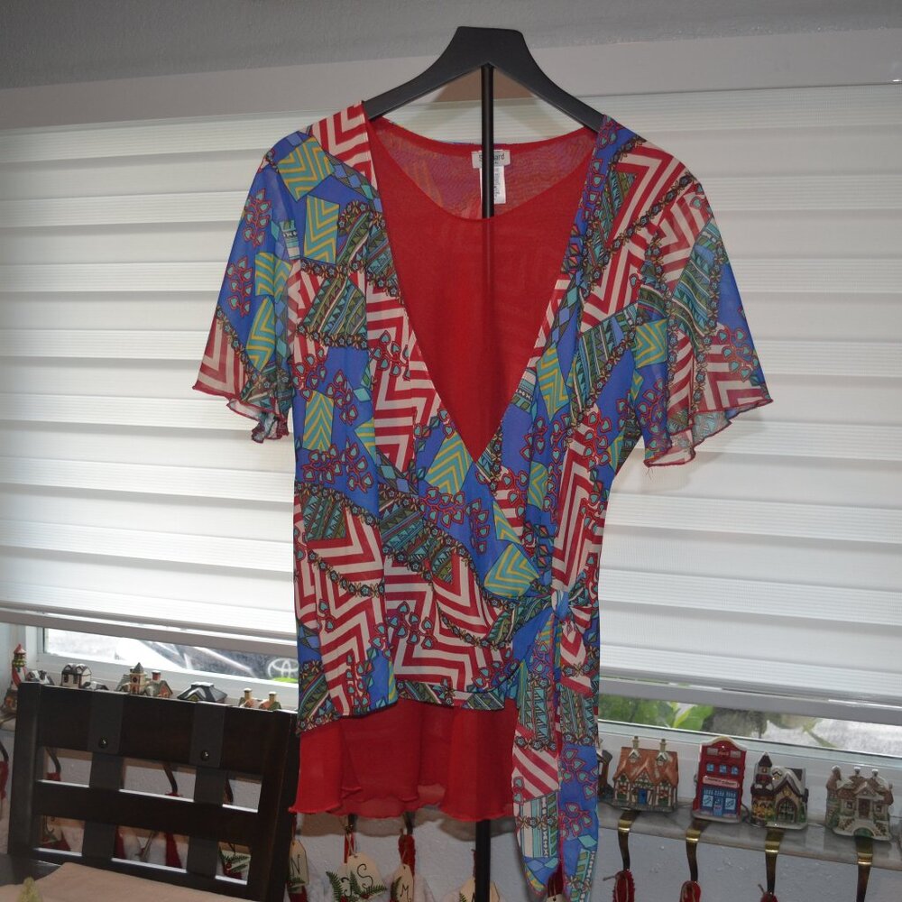 Pre-owned USA Standard colorful wrap style blouse.Multiple colors size 2 XL